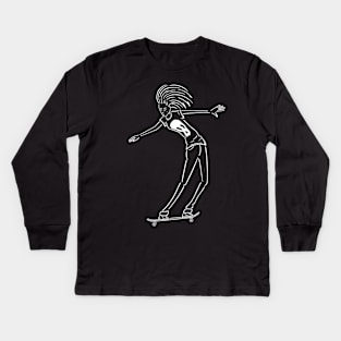 Minimal Skate Punk Girl Kids Long Sleeve T-Shirt